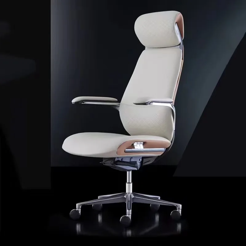 Synthetic Leather Executive Office Chair, Swivel Ladder Back Desk Chair, Adjustable Height Chrome Base, for Home Office