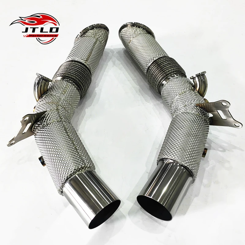 JTLD Stainless Steel Exhaust Downpipe For Ferrari SF90 Straight Pipe With Heat Shield 3