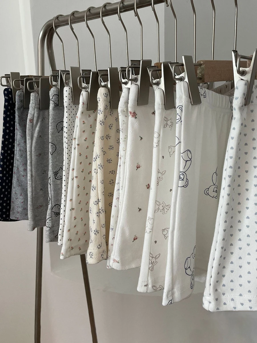 Sweet Eyelet Floral Print Short Pants Women Three Buttons High Waist Straight Home Cozy Underwear Casual Cute Cotton Shorts Y2K