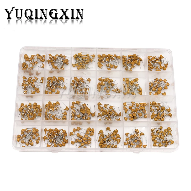 480pcs Monolithic Ceramic Capacitor Assortment Kit 50V 10pF - 10uF Capacitance Set 0.1uF 0.22uF 0.47uF 2.2uF 4.7uF