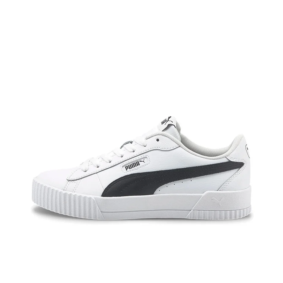 PUMA Carina Split Cow Leather, Artificial Leather Casual Low top Skateboard Shoes Women's White Black 374903-05