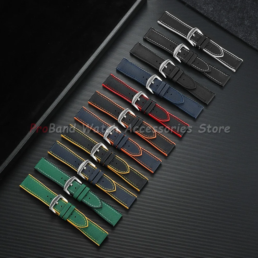 18/19/20/21/22/24mm Rubber Watch Straps Nylon Textured Silicone Bottom Watch Band Universal Bracelet Orange Yellow Accessories