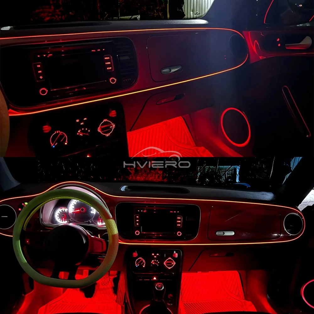 1/2/3/5M Car Interior Lighting LED Strip 12v Instrument Panel Decoration Wire Rope Tube Line Flexible Neon Welcome Lamps Bar USB