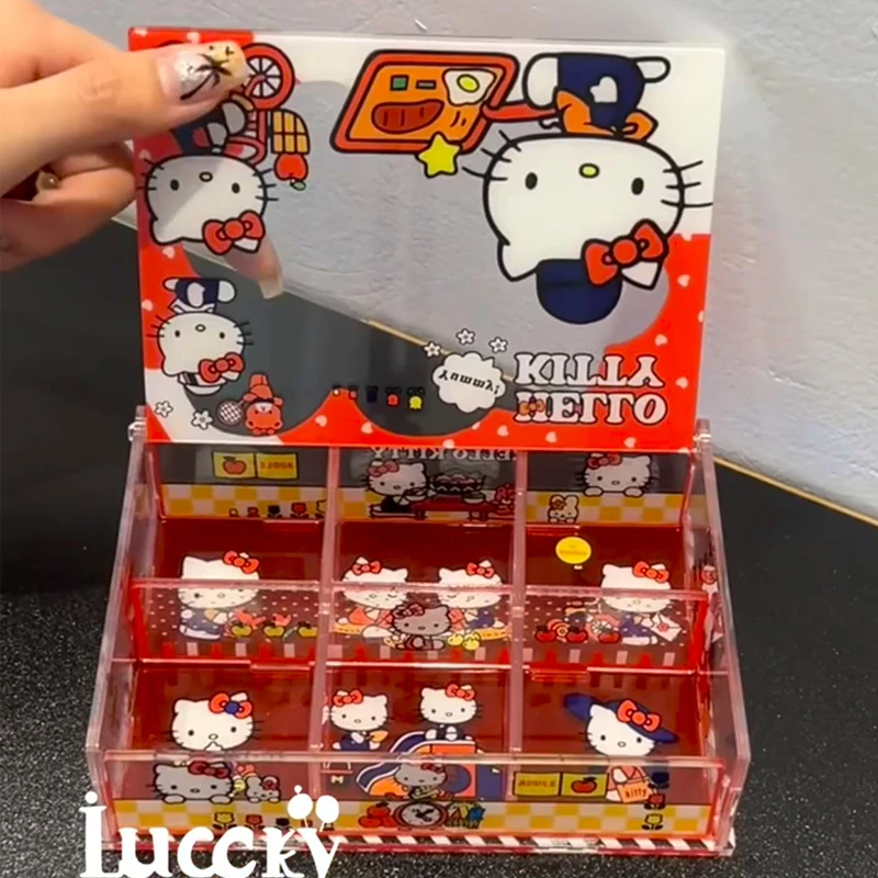 أنيمي مرحبا كيتي لتقوم بها بنفسك صندوق تخزين أكريليك Kawaii سطح المكتب مستحضرات التجميل مجوهرات غطاء الوجه صندوق تخزين لطيف الرف هدية عيد #5