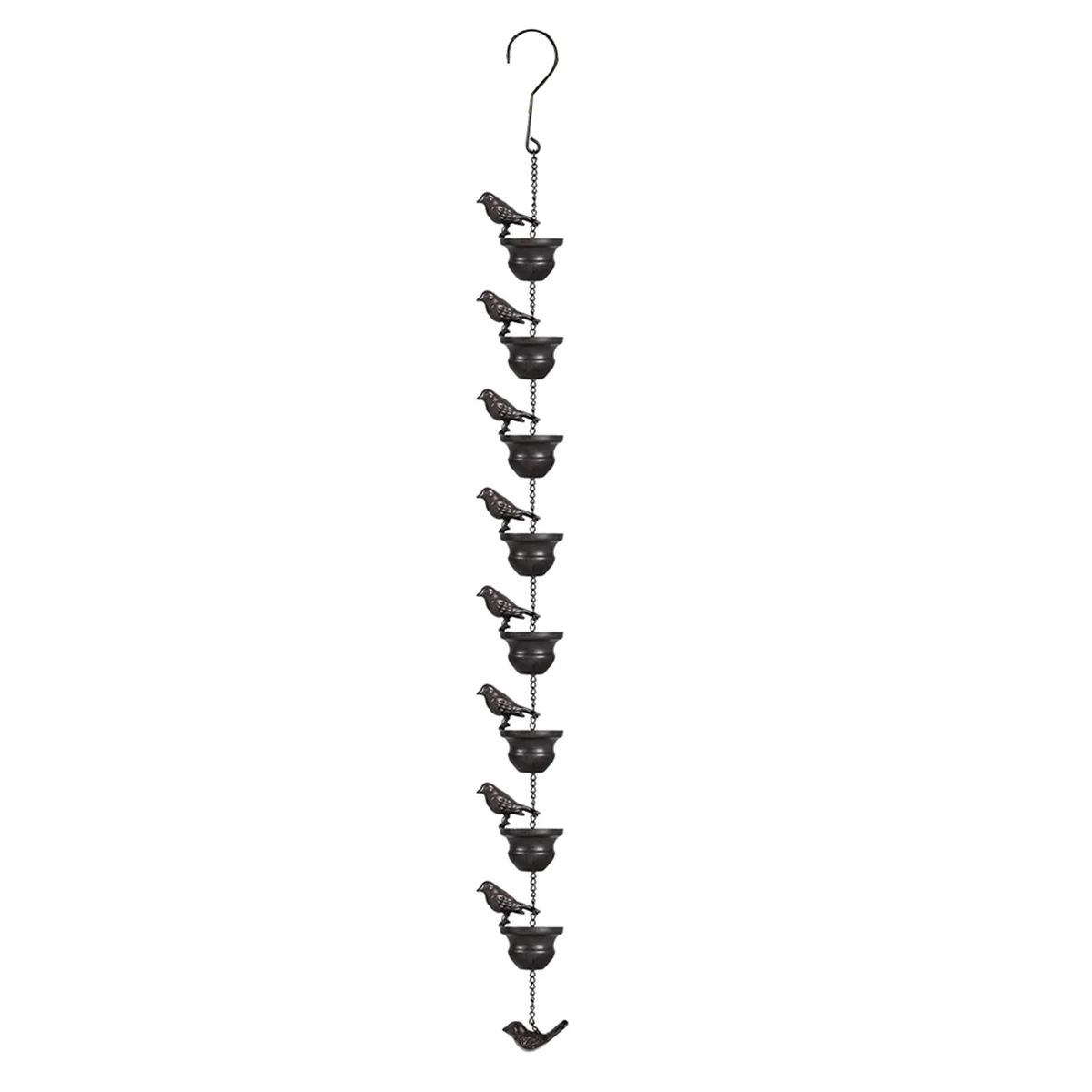 Metal Birds on Cups Metal Rain Chain Rain Catcher for Gutter Roof Decoration Metal Drainage Rain Chain Downspout Tool