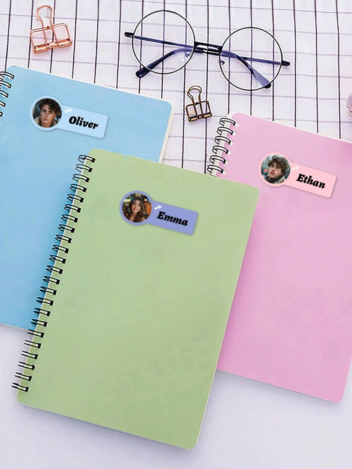 60-240PCs Custom Photo Name Stickers,4*1.8CM Personalized Markers For Special Items,Customized Name Photo Label,Waterproof Vinyl