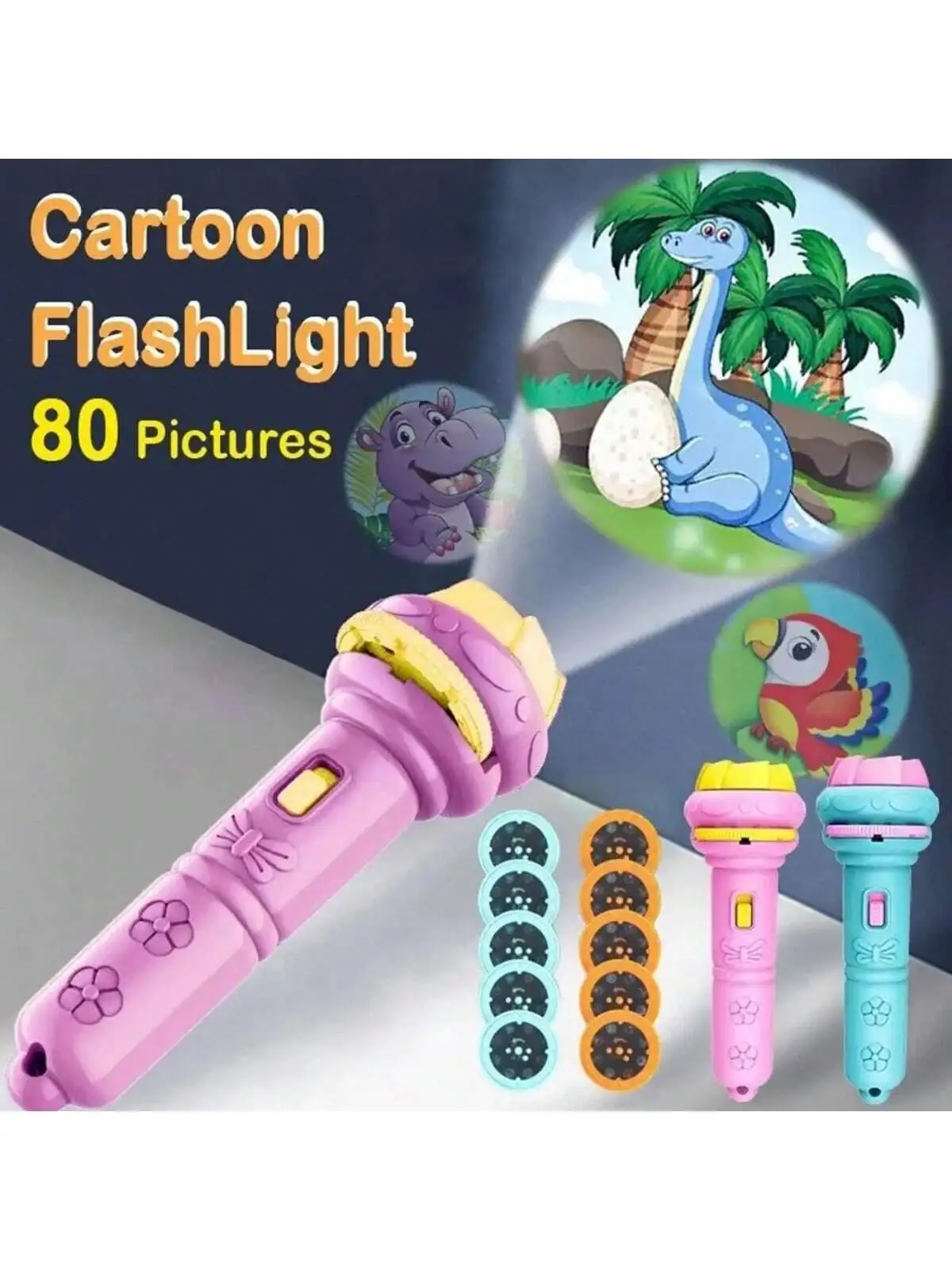 لون عشوائي 3/6/10 بطاقات الكرتون الإسقاط مصباح يدوي 24/48/80 أنماط الإبداعية الأطفال مصباح يدوي لعبة العارض ألعاب الأطفال B