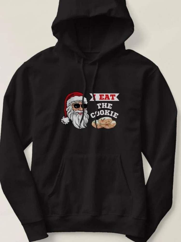 I Eat The Cookie Funny Dirty Joke Santa Christmas Hoodie Casual 100% Cotton Autumn and Winter Sweatshirt