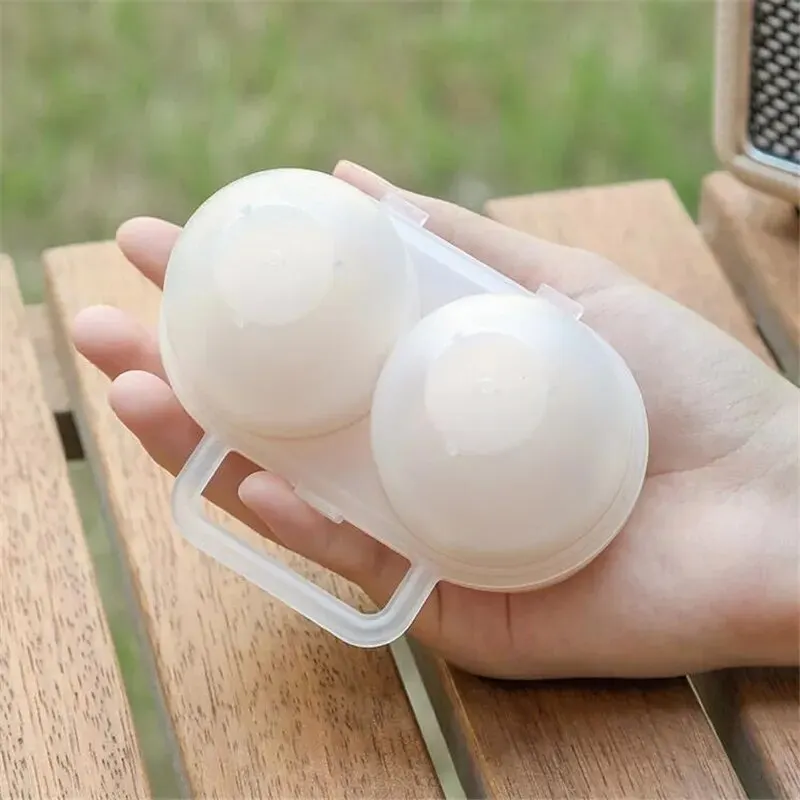 1pc 2-Cell Outdoor Portable Egg Box Plastic Egg Tray Refrigerator Egg Storage Box Shock-absorbing And Anti Drop Egg Loade