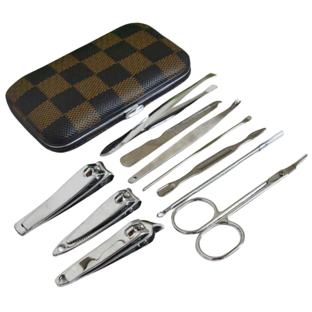 Aço inoxidável Manicure e Pedicure Tool Set, Nail Clipper, Ear Spoon, Nail Clippers, Cortadores Profissionais, 10Pcs