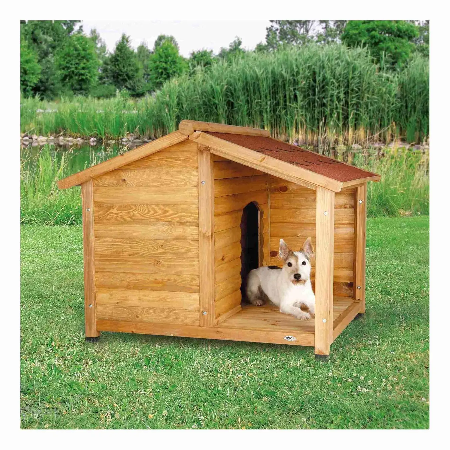 Outdoor Wooden Dog House 39.5x35.5x32.5 Inch Weatherproof Elevated Pet Kennel Shelter for Large Dogs, Customized