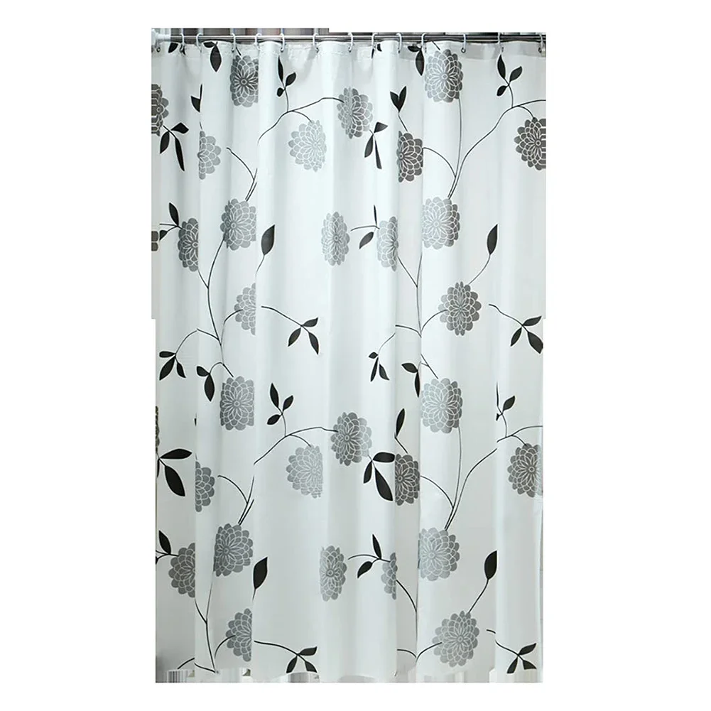 Gray Leaves Shower Curtain - Water-Resistant, Easy to Clean, Adds a Modern and Subtle Charm to Your Bathroom Decor