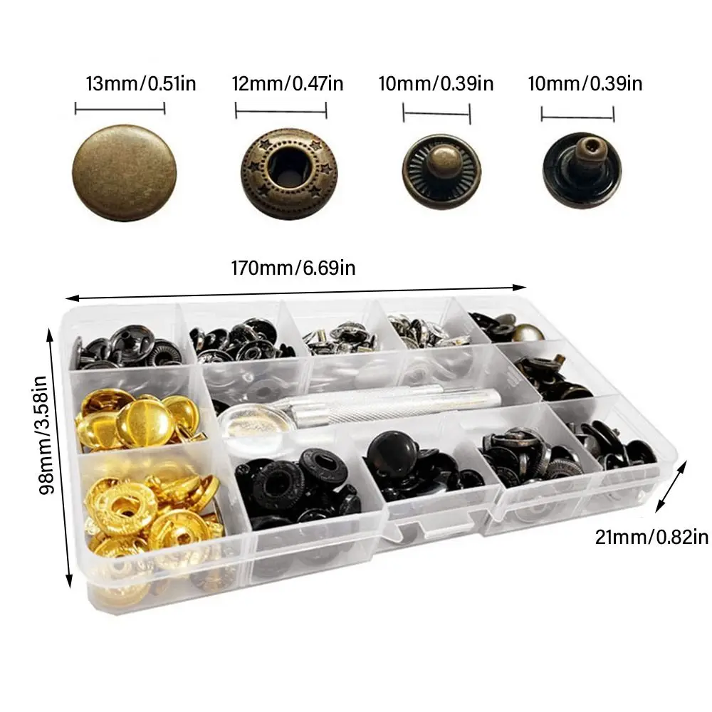 120Set Bag Sewing Tool Repair Rivet Press Studs Leather Fasteners Metal Button Button Tool
