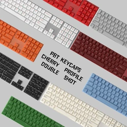 Teclas PBT para teclado mecánico Cherry MX, 126 teclas, blanco, rosa, WOB, doble disparo, ISO Alice, diseño Cherry Profile