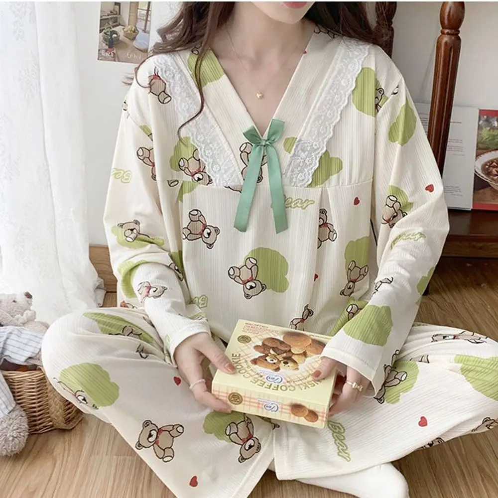 Plus Size 5XL 140KG Autumn Women\'s Pajamas Set Sleepwear for Sleeping Pyjamas Women Lingerie Korea set Women\'s Home Clothes