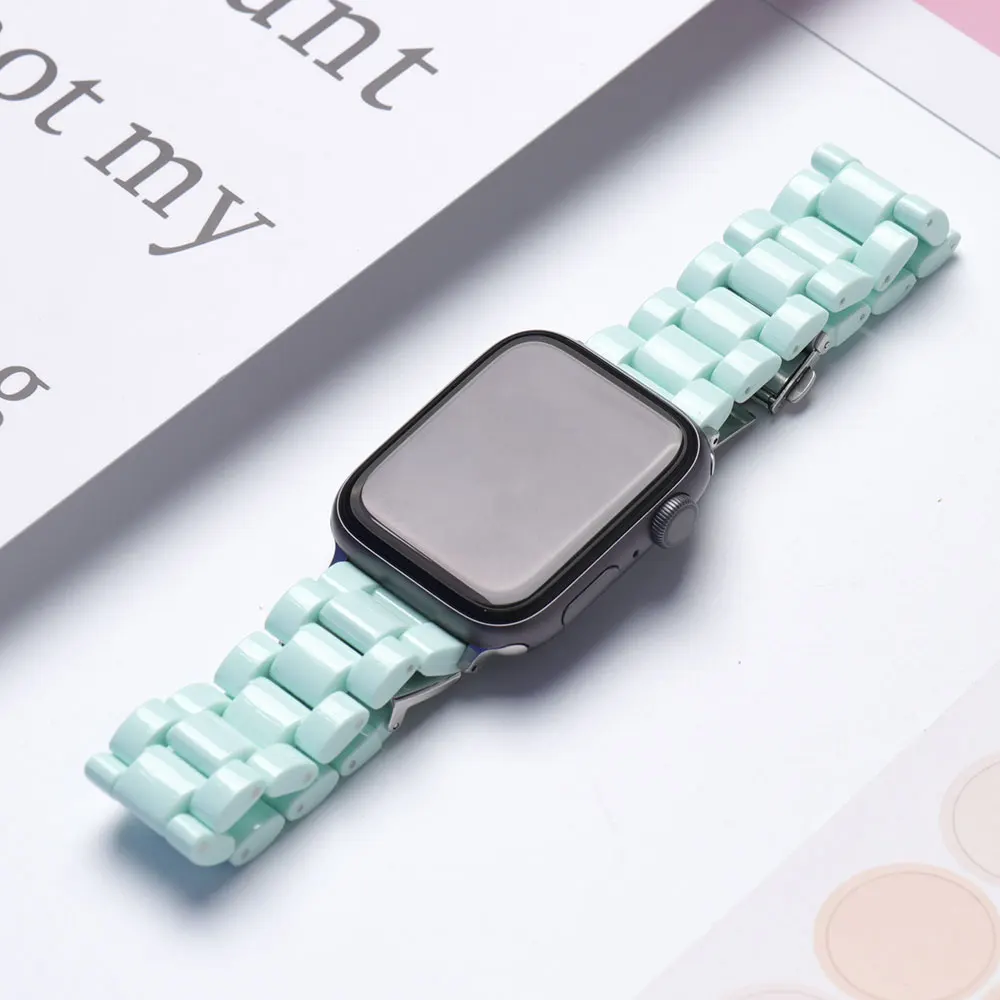 Candy Color Resin Strap For Apple Watch Ultra 2 49mm 45 41 42 44 40 mm Macaron Replace Wrist Bracelet Belt Watchband Accessories