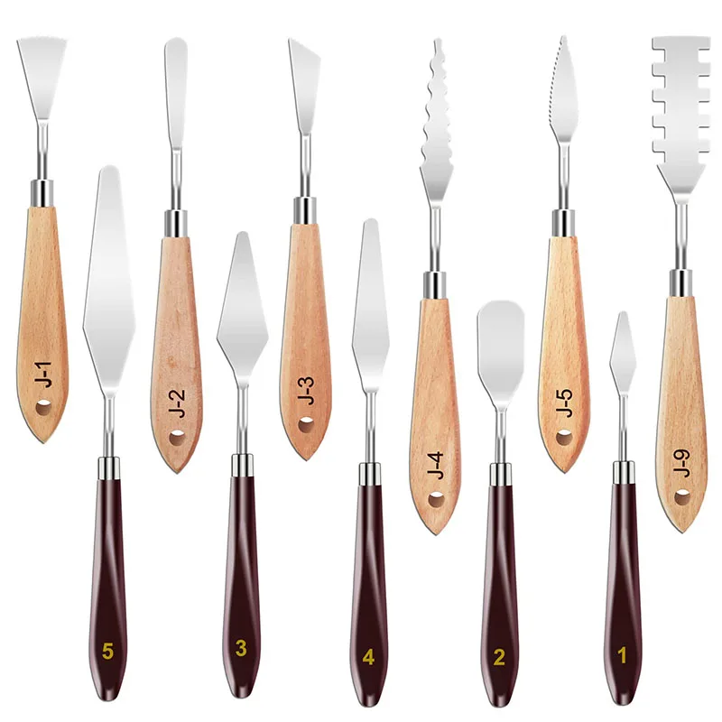 11Pcs Painting Knives Set Stainless Steel Paint Spatula Palette Knife for Color Mixing Scraper for Oil Canvas Acrylic Painting