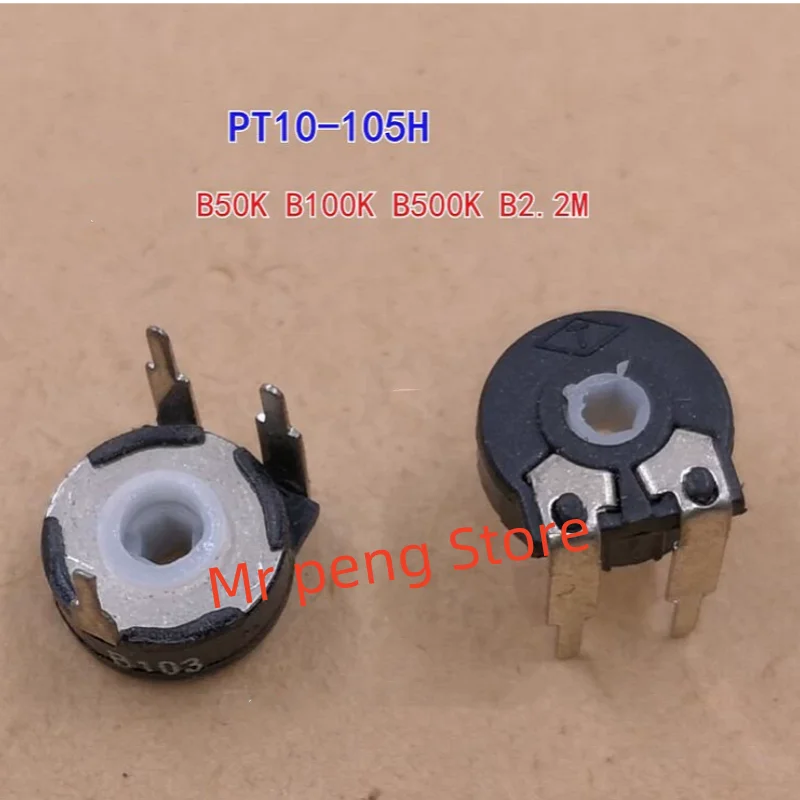 5pcs for Spanish potentiometer PT10-B50K100K200K500K 2.2M horizontal hexagonal hole adjustable resistance