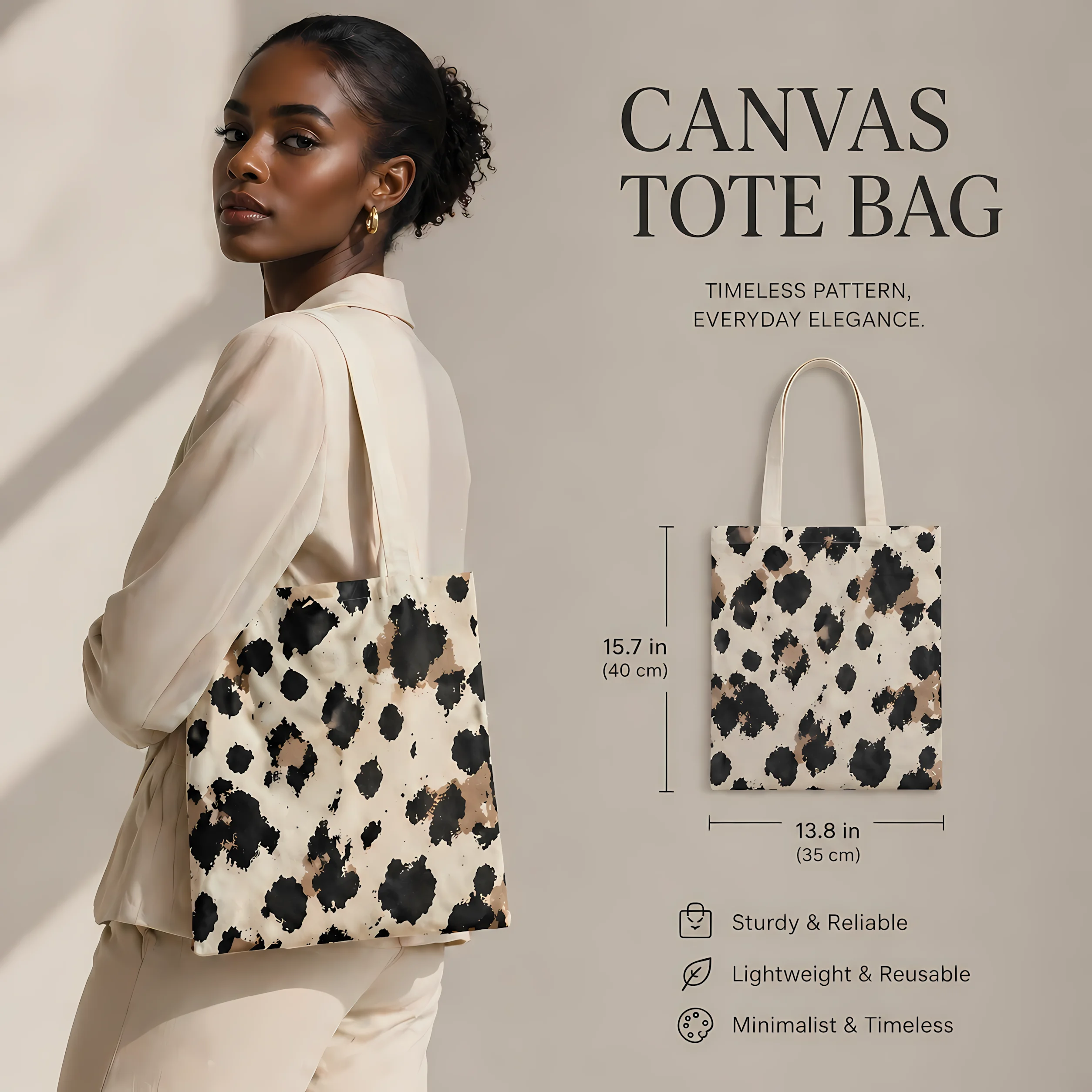 

Timeless Leopard Art Print Canvas Tote Bag, Aesthetic Reusable Daily Grocery Bag, Durable Sustainable Handbag