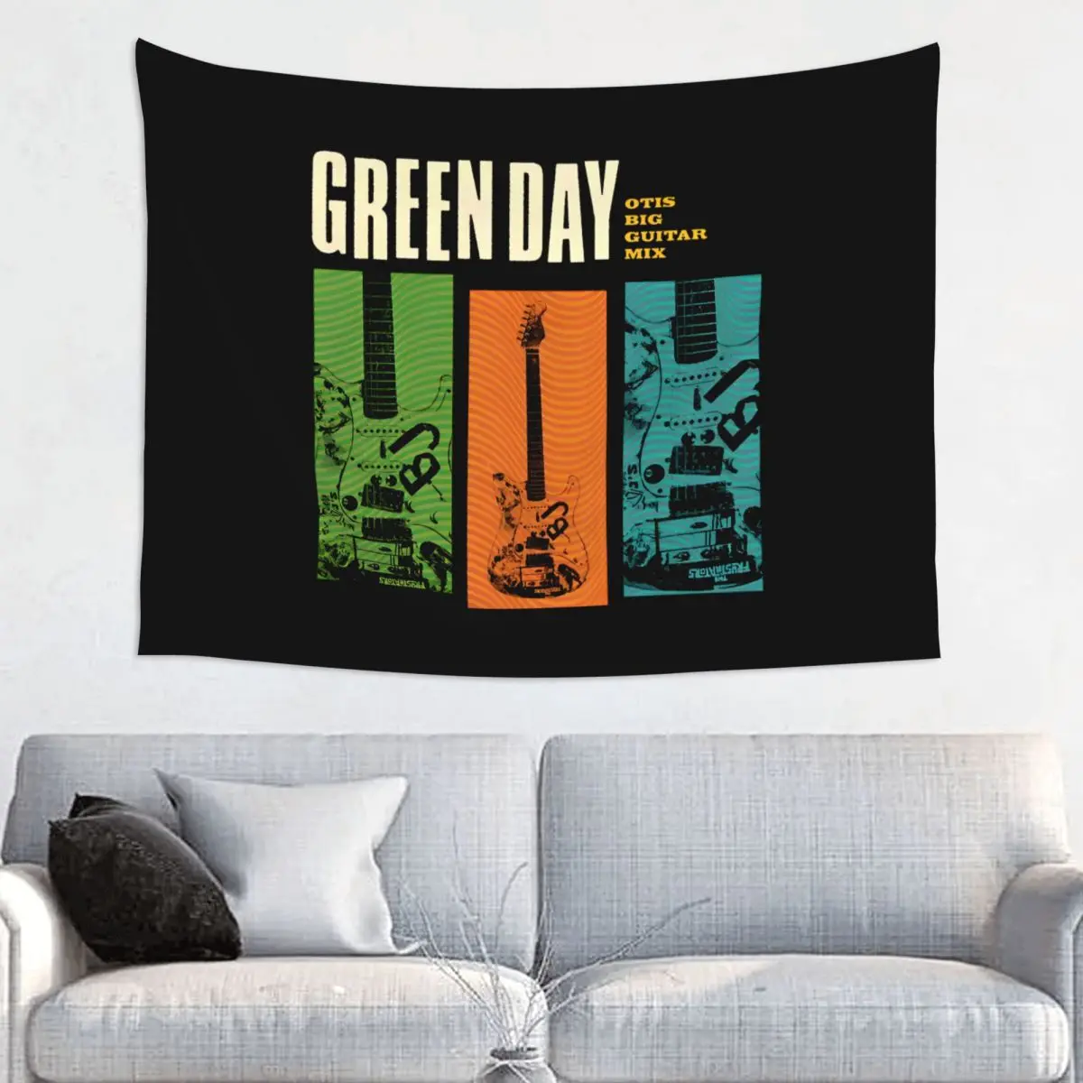 Punk Green Day American Music Tapestry Wall Hanging Printed Polyester Tapestries Bohemian Blanket Room Decor 95x73cm