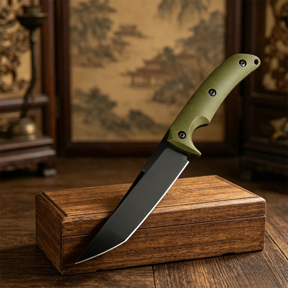 

D2 Steel Fixed Blade EDC Knife, G10 Handle Outdoor Multitool, Hunting Camping Survival Utility Knife Gift for Men