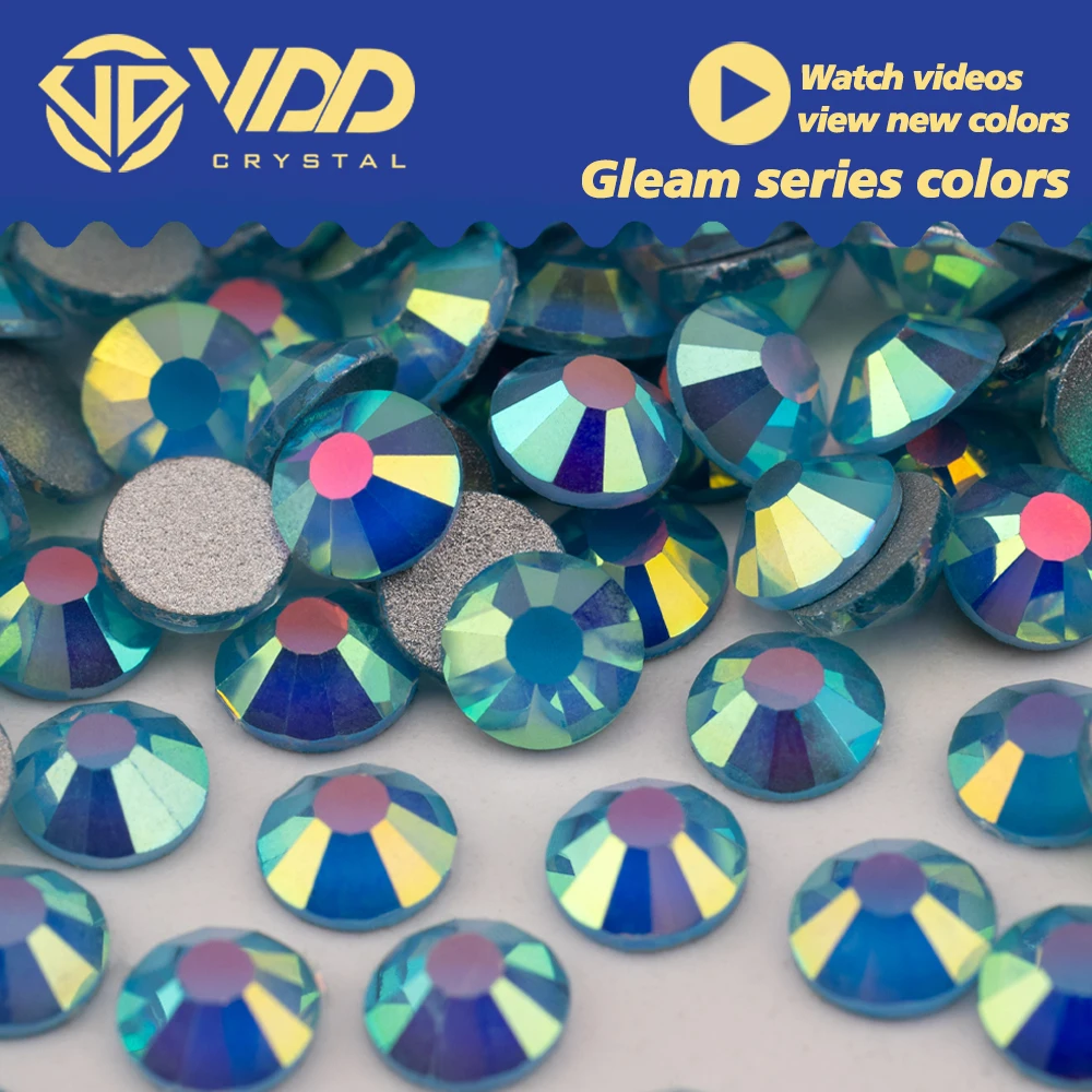 VDD 483 Gleam-Blue SS4-SS30 High Quality Glass Rhinestones Crystal Flatback Strass Bright Stones For DIY Nail Art Accessories