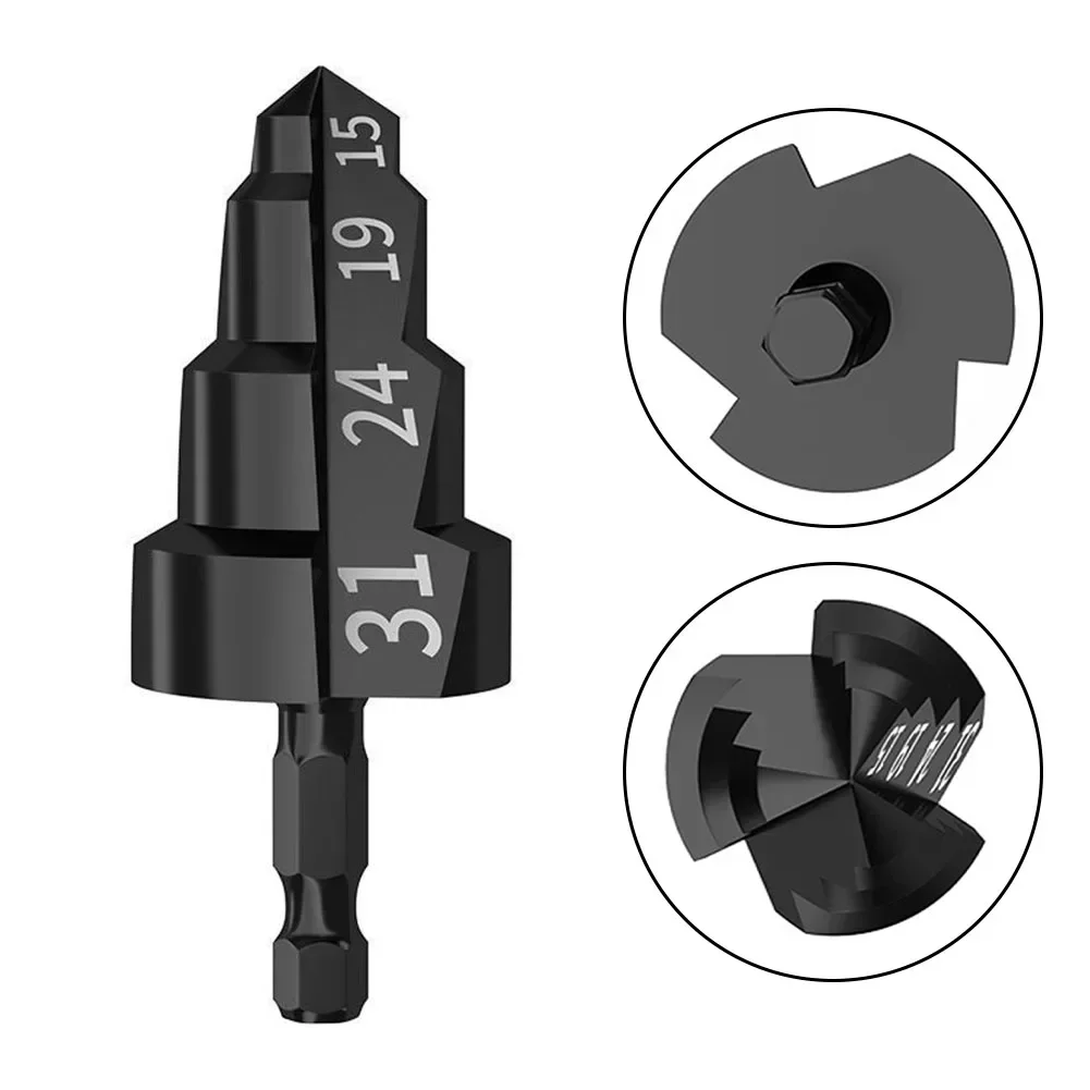 1 In 3 Hex Shank PPR Drill Bit Water Pipe Expansion Drill Punch Plumber 15-31mm Step Tube Expander Hole Expansion