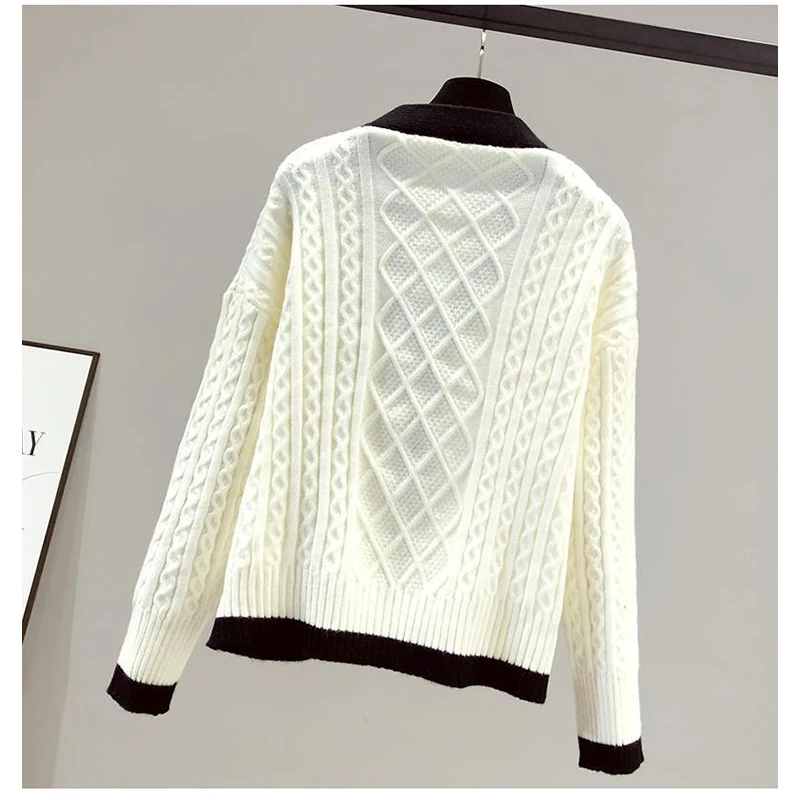 Sweater Coat Women Autumn Winter Simplicity Office Lady Solid Color Long Sleeve Knitwear Tops All-match Casual Knitting Cardigan