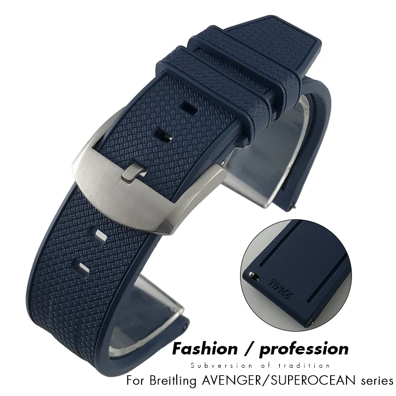 Быстросъемный высококачественный мягкий ремешок из фторкаучука для часов Breitling Avenger Navitimer 21 мм 22 мм водонепроницаемый спортивный ремешок для часов Быстросъемный высококачественный мягкий ремешок из фторкаучука для часов Breitling Avenger Navitimer 21 мм 22 мм водонепроницаемый спортивный ремешок для часов
