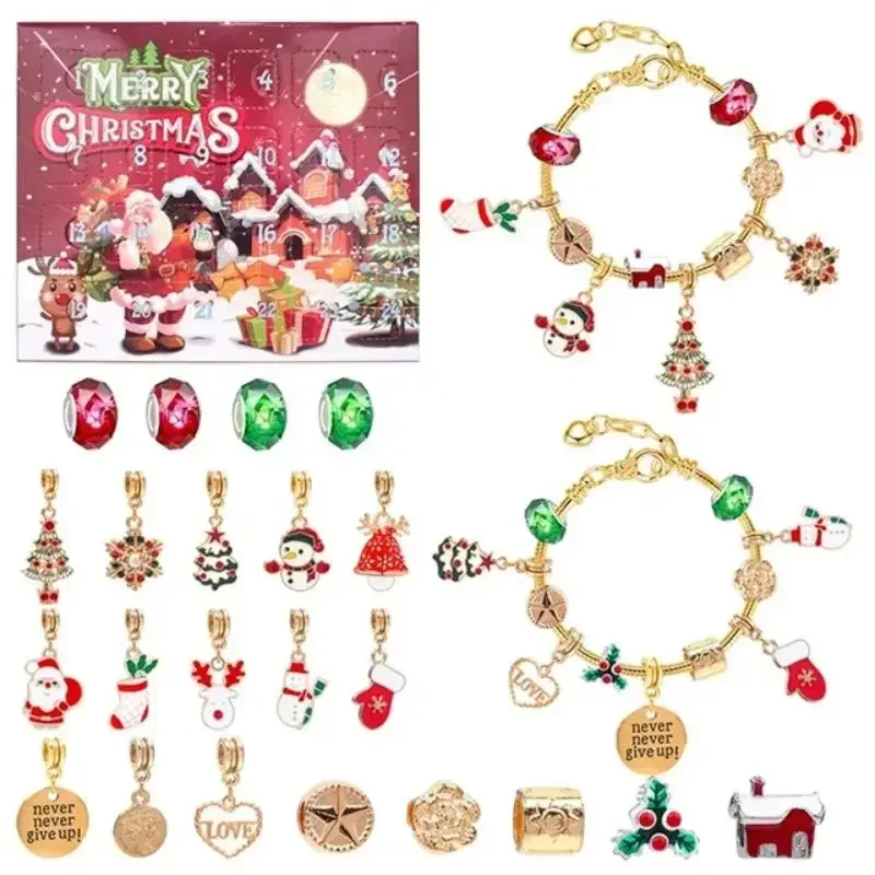 Diy Christmas Advent Calendar Bracelets Set 24 Calendar Advent Surprise Blind Box Set 2024 Countdown Christmas Advent Calendar