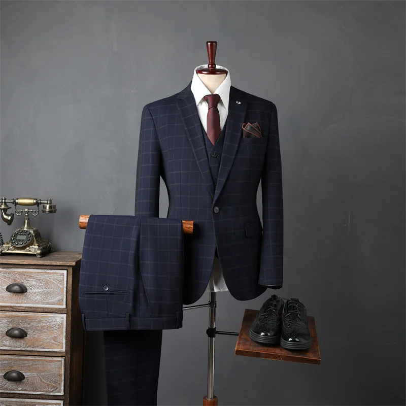 (51) Customized 2024 Groom Wedding Suit Men's Suit Three-piece Suit Business Casual Professional Formal Wear