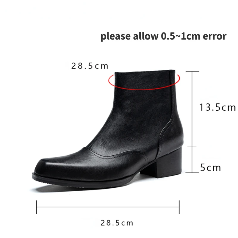 5 Cm High Heels Mens Warm Boots Luxury Genuine Leather British Style  Handmade Winter Fashion Ankle Social Shoes with Height Man