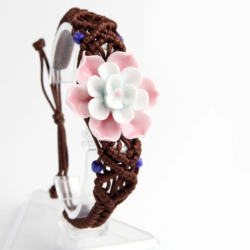 2023 New Fashion handmade Knitted Flower Ceramic Bracelets for Women Girls Lovers Gifts