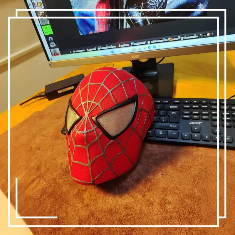 قناع Marvel Tobey Maguire Spider-Man - قناع كلاسيكي مصنوع يدويًا مع حزام دائم هدية مثالية للجماهير