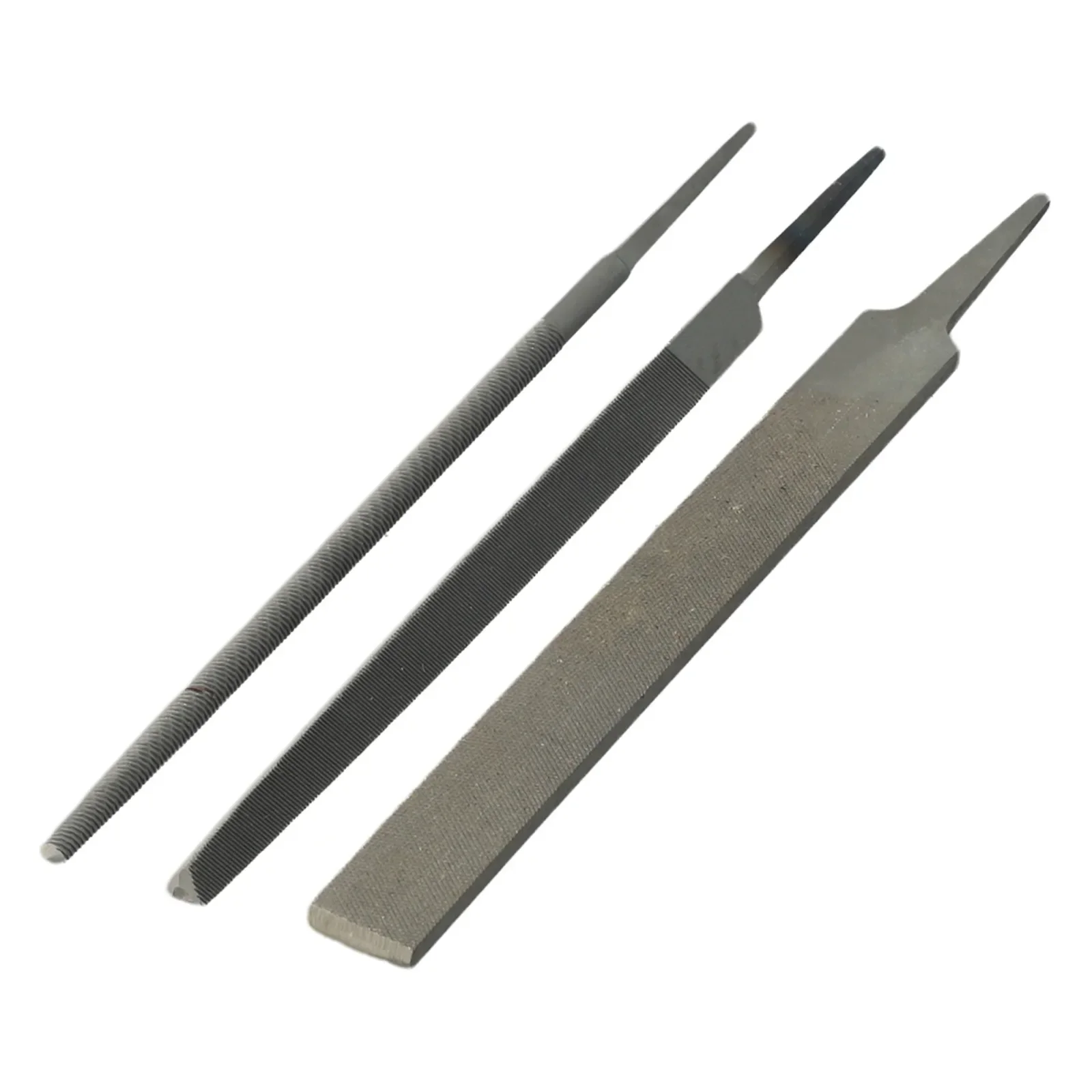 Accessories Flat Files Without Handle Alloy Steel Grey Steel Files 3pcs Set Flat/Round/Triangle For Metalworking