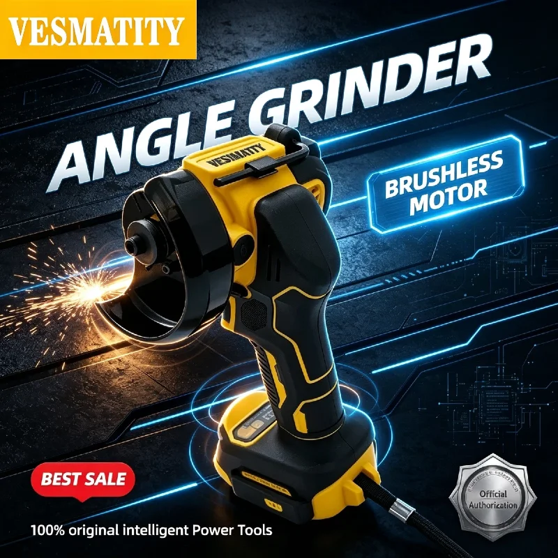 VESMATITY Cordless Mini Angle Grinder 3 Inch Polishing Cutting Machine Bare Tool for 18V 20V Battery Power Tools Core Max Pro