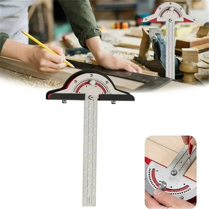 Adjustable Protractor Angle Finder Woodworkers Edge Ruler Stainless Steel Protractor Angle Finder Arm Measuring Ruler Tool