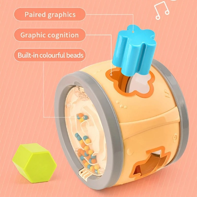 Kids Multifunctional Drum Toy Clapping Drum Music toy 0-3 years old Educational Shape Matching Toy Musical Instrument