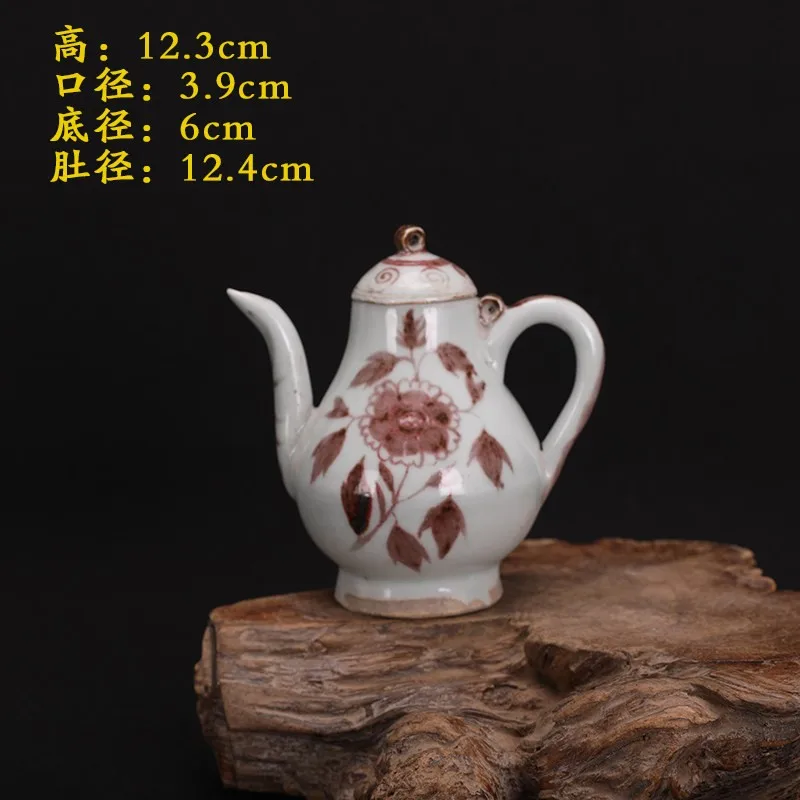 5.0 inch Chinese Yuan Underglaze Red Porcelain Flowers Pattern Teapot