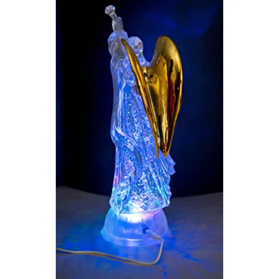 - Electric-Led Light Up 12'' Angel Trumpet Statue Figurines Home Decorations Gold Angels Wings Statue Christmas Ornaments Snow
