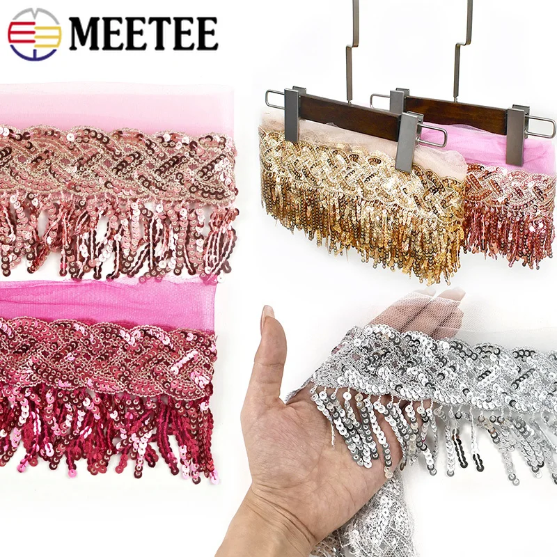 

2/5Yards 8cm Sequins Tassel Fringe for Sewing Latin Dress Trim Lace Evening Dress Decor Trimming Fringes DIY Garment Accessories