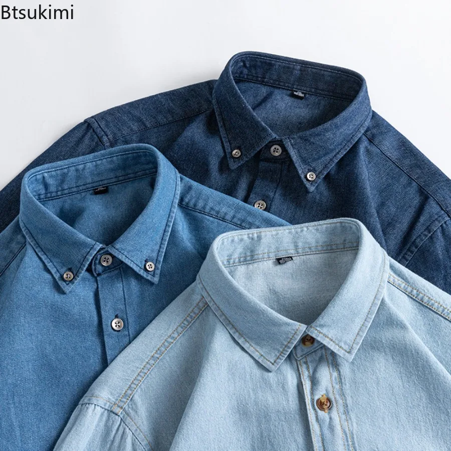 Spring Autumn Men's Pure Cotton Denim Thin Jackets Classic Streetwear Multiple Style Oversized Cowboy Youth Blue Shirts Coats