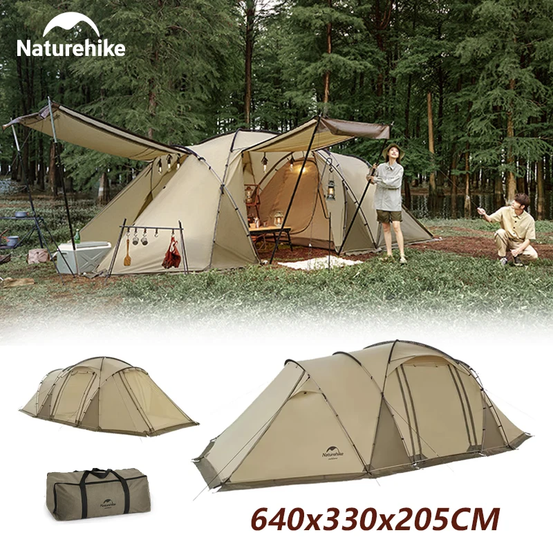 Naturehike Camping Aries Tunnel Tent for 4-6 Person Outdoor Family Waterproof UPF50+ Geodesic Double Layer 210T Large Tent