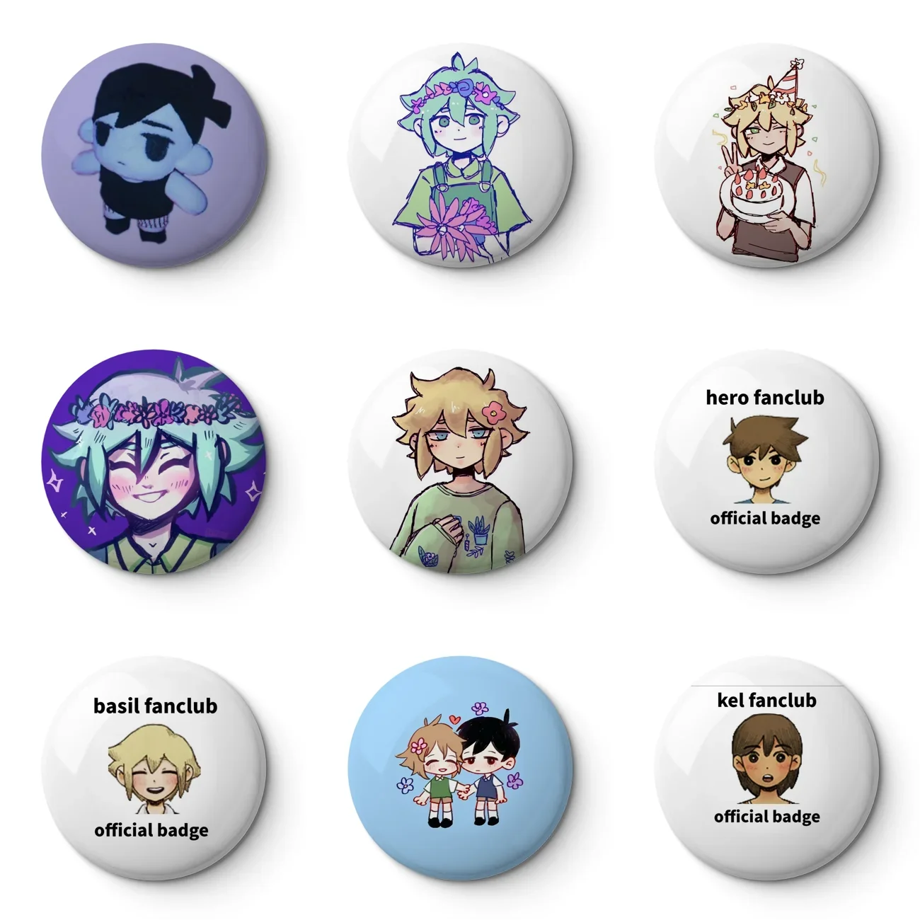 Omori Basil Fanclub Pin de botón suave para mujer, decoración de Metal personalizable, regalo de joyería, lindo sombrero divertido, Pin de solapa para amante