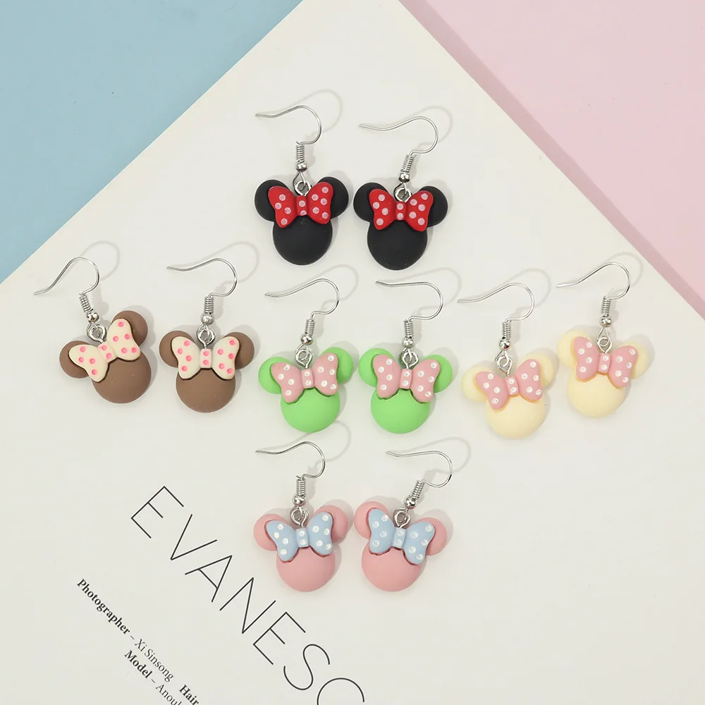 Disney Mickey Mouse Earrings for Girls Anime Jewelry Accessories Minnie Fashion Cartoon Stud Earring Children Birthday Xmas Gift