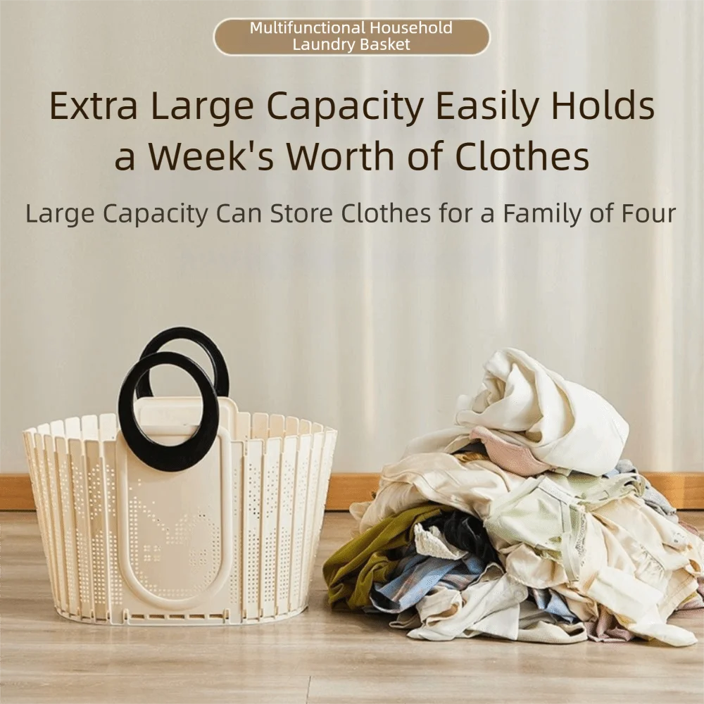 Portable Plastic Dirty Clothes Basket Folding Wall-mounted Laundry Hamper Durable Foldable Laundry Basket Home Use - view 5