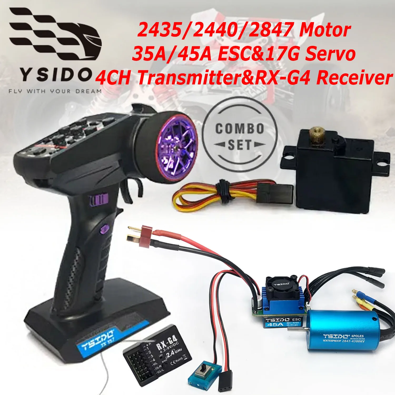 YSIDO Brushless Combo Upgrade Kit Motor ESC Receiver RC Servo Set for WLtoy 1/12 1/14 1/16 1/18 MJX Hyper Go HBX REMO Hobby Car