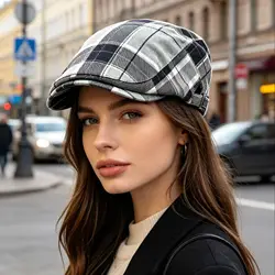 Retro England Visor Newsboy Hat - Cotton Washed Casquette for Men And Women Big Head Cap Four Season Party Accessory
