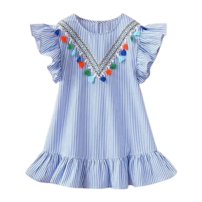 New Kids Dresses for Girls Clothes Summer Girl Stripe Princess Dress Toddler Baby Dress 1 2 3 4 5 6 7 Years Children\'s Clothing