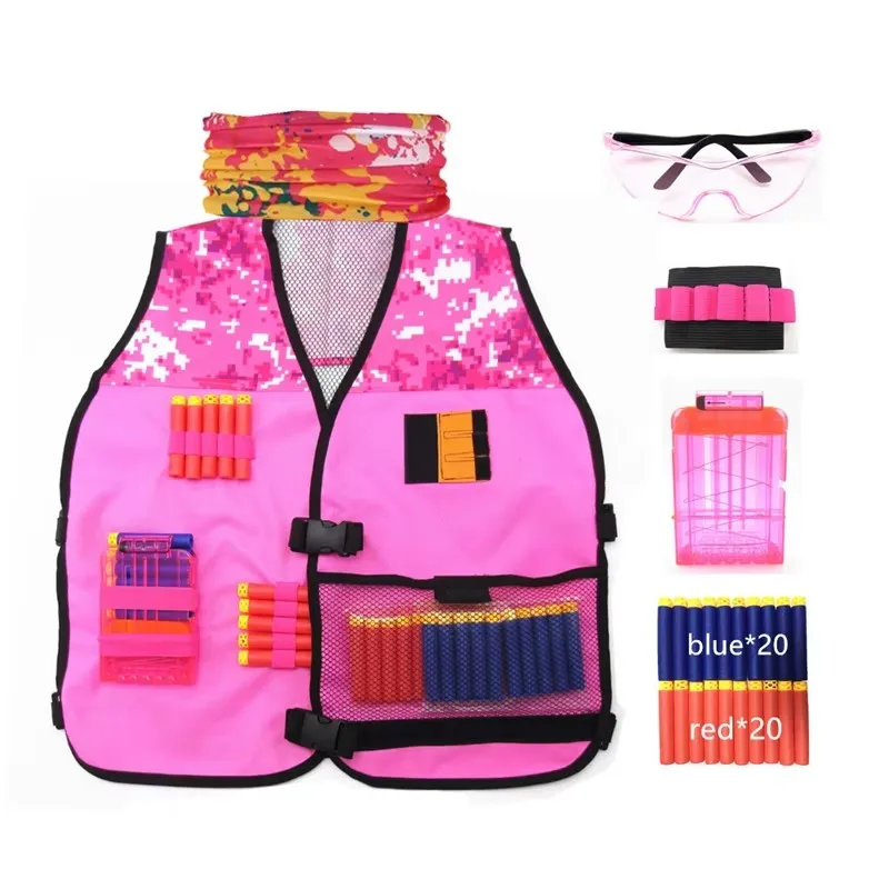 Zivconcing kit de colete tático infantil para armas nerf n-strike elite para meninos e meninas brinquedos de arma rosa-nerf da boutique de presente